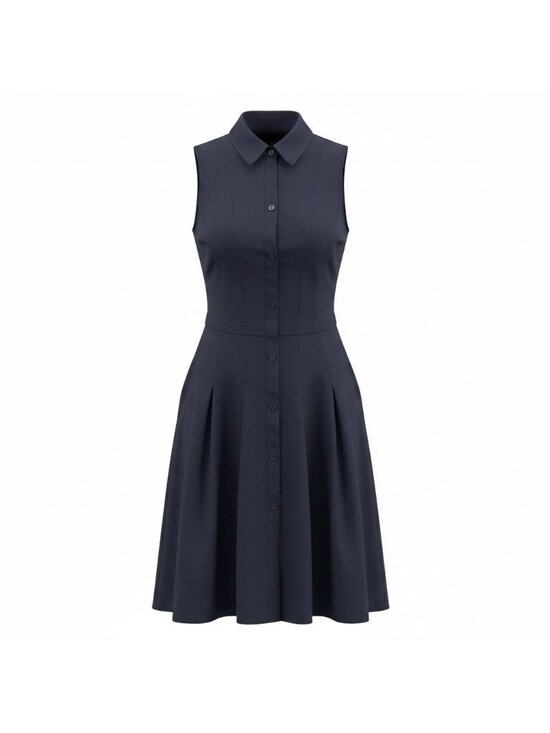 New York & Company Dresses & Skirts - New York & Company Navy Sleeveless Button-Down Shirt Dress M Cotton Blend
